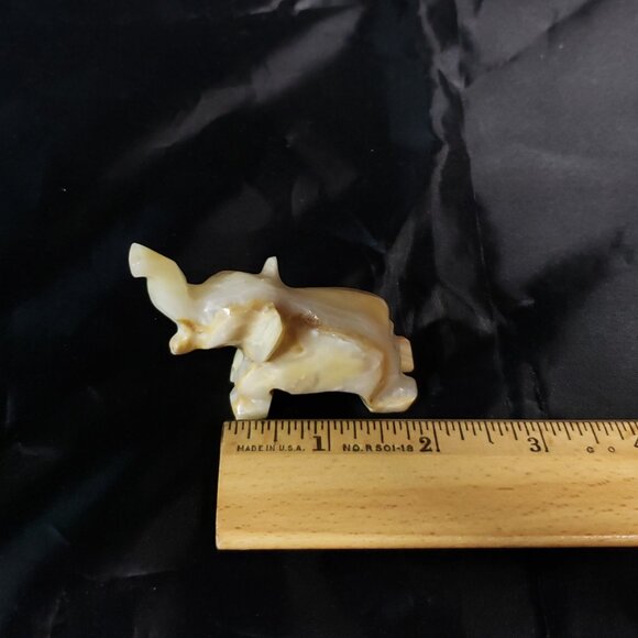 Small Boho Vintage Carved onyx elephant statue decor - Picture 2 of 9